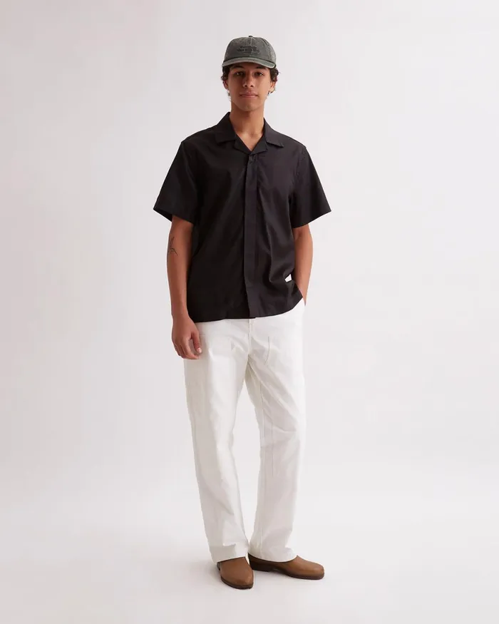 Men Saturdays NYC Shirts York Camp Collar SS Shirt Black Men Saturdays NYC Shirts York Camp Collar SS Shirt Black
