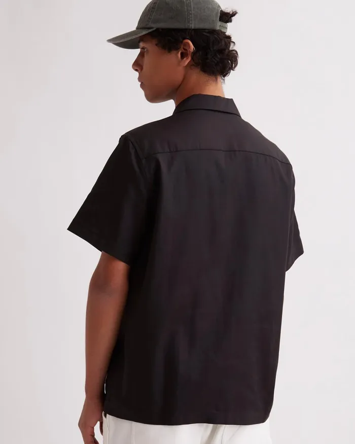 Men Saturdays NYC Shirts York Camp Collar SS Shirt Black Men Saturdays NYC Shirts York Camp Collar SS Shirt Black