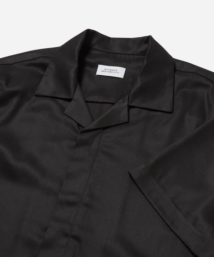 Men Saturdays NYC Shirts York Camp Collar SS Shirt Black Men Saturdays NYC Shirts York Camp Collar SS Shirt Black