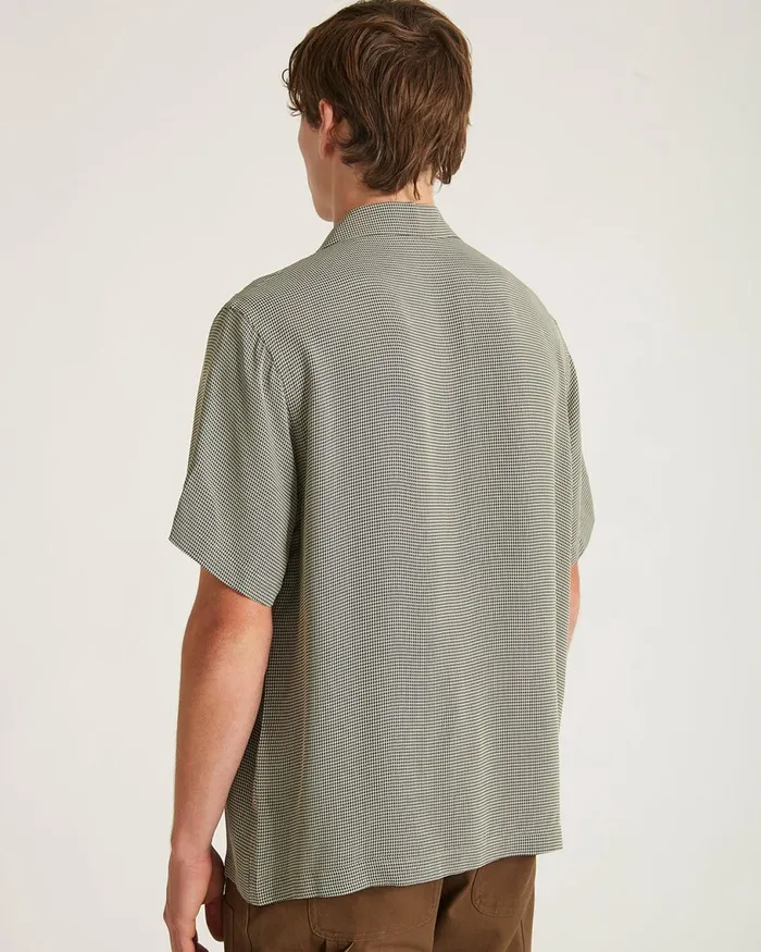 Men Saturdays NYC Shirts York Mini Houndstooth Short Sleeve Shirt Bungee Men Saturdays NYC Shirts York Mini Houndstooth Short Sleeve Shirt Bungee