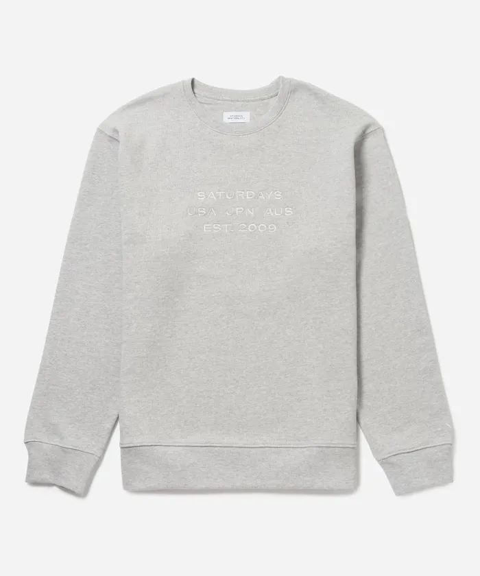 Men Saturdays NYC Sweatshirts and Sweatpants Bowery International Crew Ashheather Men Saturdays NYC Sweatshirts and Sweatpants Bowery International Crew Ashheather