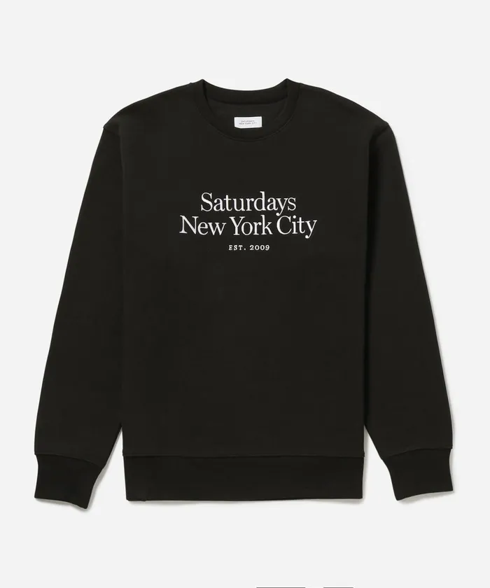 Men Saturdays NYC Sweatshirts and Sweatpants Bowery Miller Standard Crew Black Men Saturdays NYC Sweatshirts and Sweatpants Bowery Miller Standard Crew Black