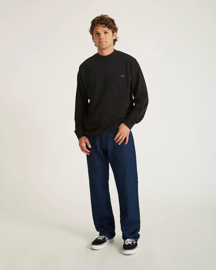 Men Saturdays NYC Tees Dekalb Heavy Weight Mockneck LS Black Men Saturdays NYC Tees Dekalb Heavy Weight Mockneck LS Black