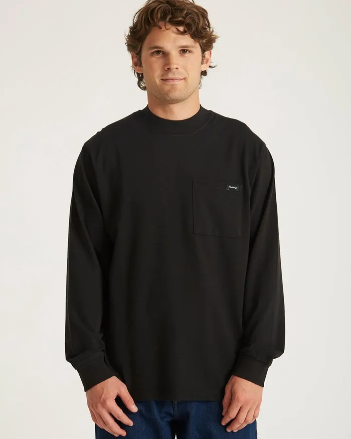 Men Saturdays NYC Tees Dekalb Heavy Weight Mockneck LS Black Men Saturdays NYC Tees Dekalb Heavy Weight Mockneck LS Black