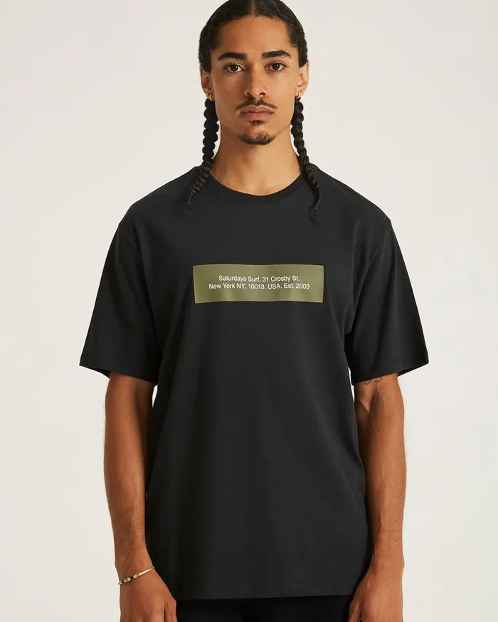 Men Saturdays NYC Tees Saturdays Block Standard SS Tee Black