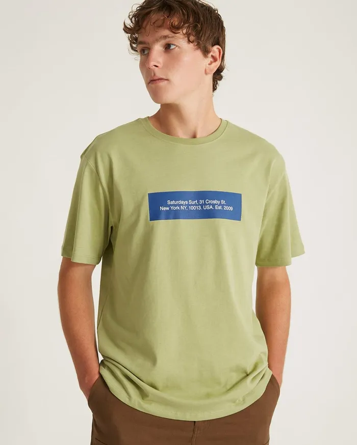 Men Saturdays NYC Tees Saturdays Block Standard SS Tee Fern