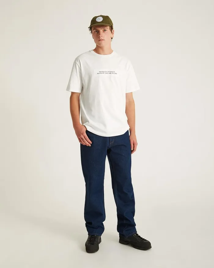 Men Saturdays NYC Tees Saturdays Block Standard SS Tee Ivory