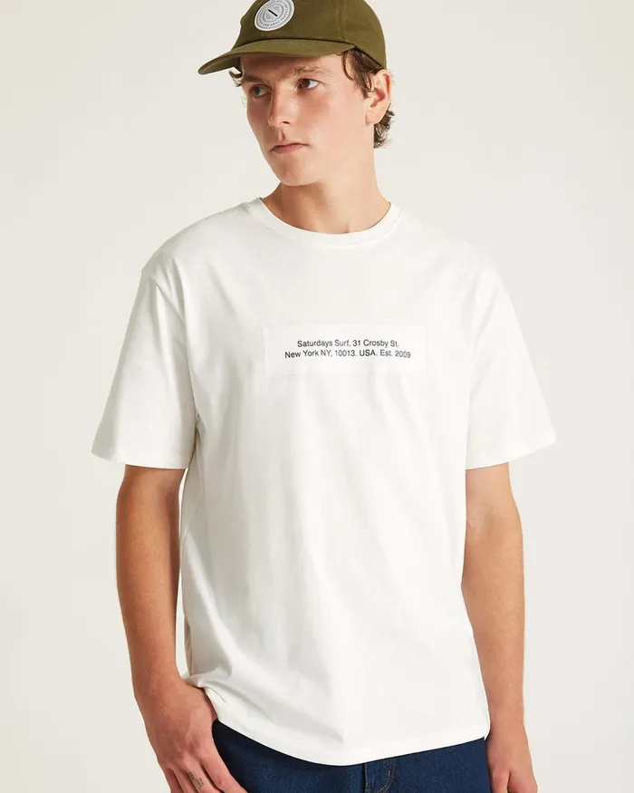 Men Saturdays NYC Tees Saturdays Block Standard SS Tee Ivory