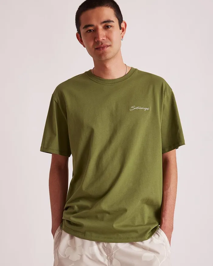Men Saturdays NYC Tees Script Standard SS Tee Mayfly Men Saturdays NYC Tees Script Standard SS Tee Mayfly