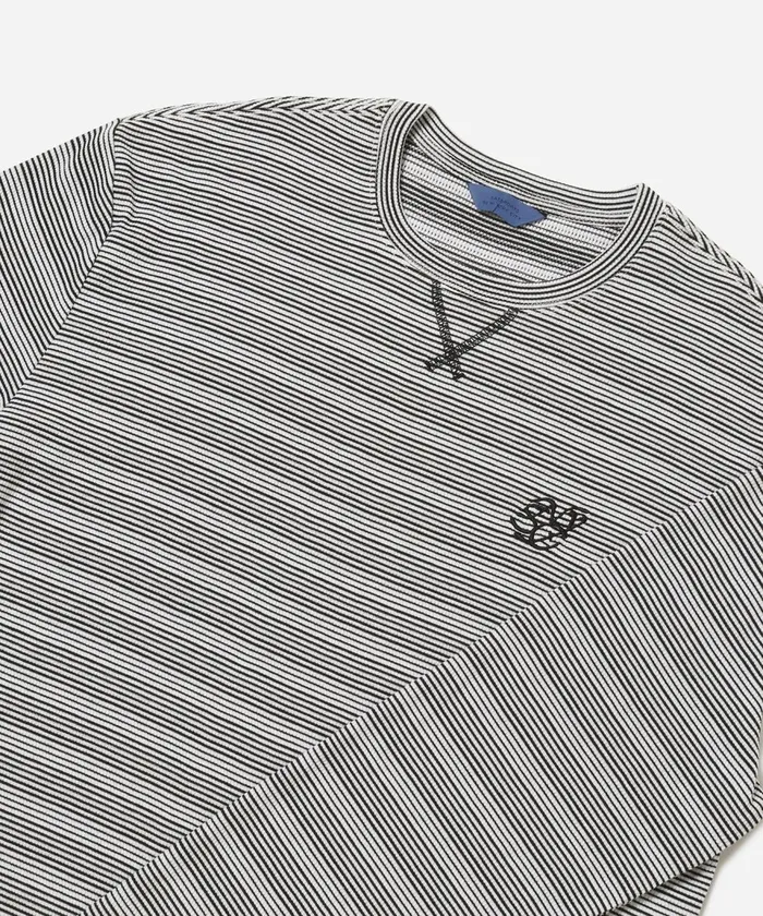 Men Saturdays NYC Tees Striped Waffle Relaxed LS Tee Ivory Men Saturdays NYC Tees Striped Waffle Relaxed LS Tee Ivory