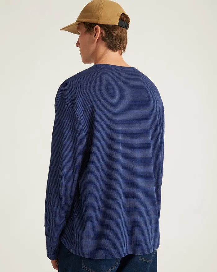 Men Saturdays NYC Tees Striped Waffle Relaxed LS Tee Limoges Men Saturdays NYC Tees Striped Waffle Relaxed LS Tee Limoges