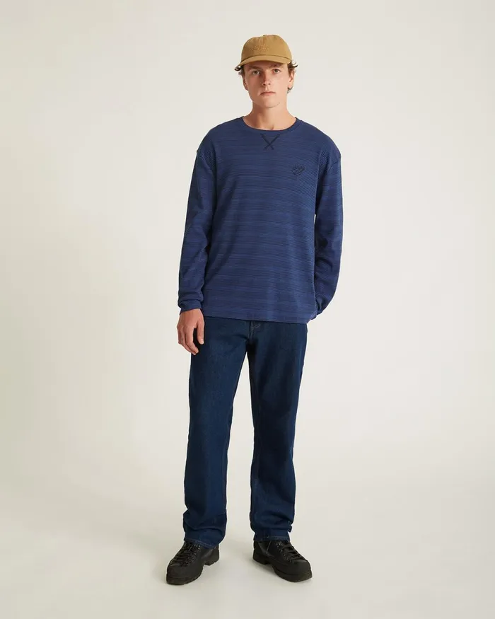 Men Saturdays NYC Tees Striped Waffle Relaxed LS Tee Limoges Men Saturdays NYC Tees Striped Waffle Relaxed LS Tee Limoges