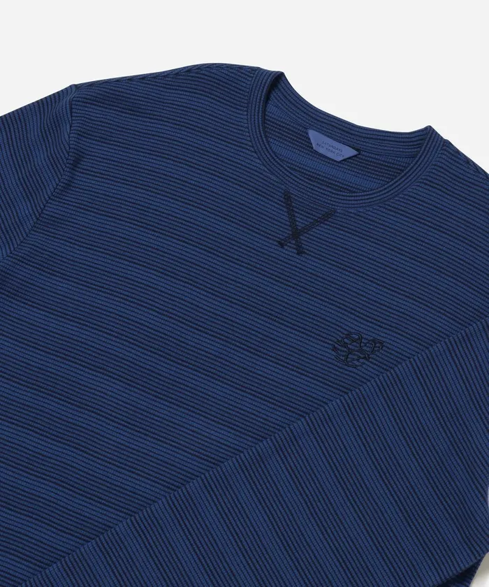 Men Saturdays NYC Tees Striped Waffle Relaxed LS Tee Limoges Men Saturdays NYC Tees Striped Waffle Relaxed LS Tee Limoges