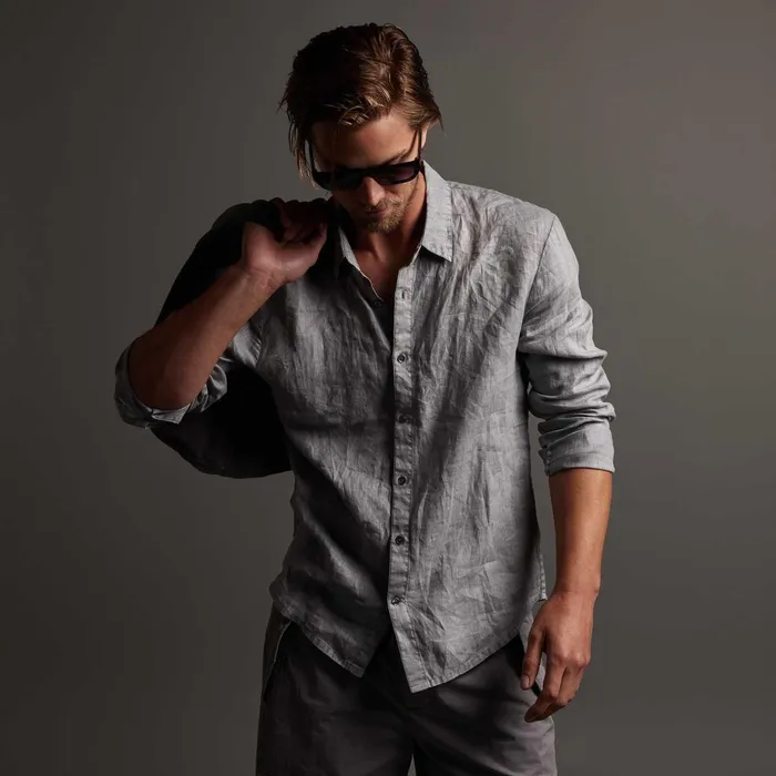 Men Shirting James Perse Classic Linen Shirt Breeze Pigment