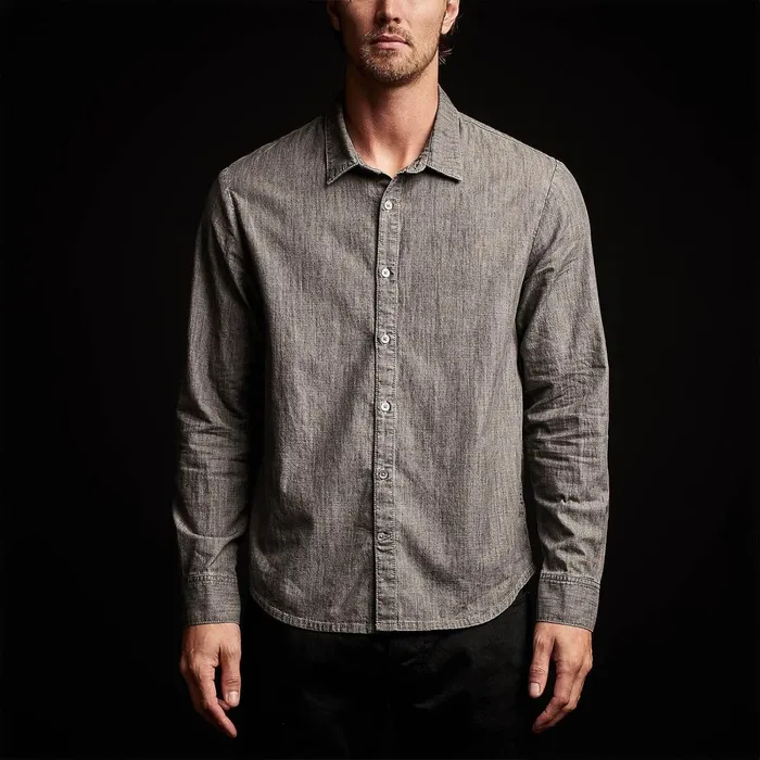 Men Shirting James Perse Lightweight Denim Shirt Grey Denim