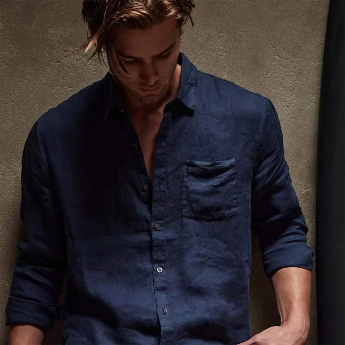 Men Shirting James Perse Lightweight Linen Shirt Imperial Pigment