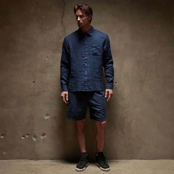 Men Shirting James Perse Lightweight Linen Shirt Imperial Pigment