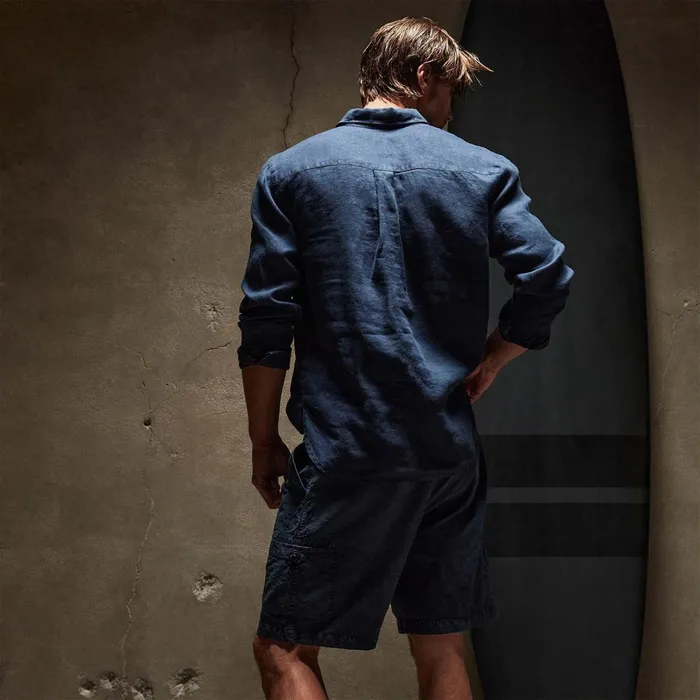 Men Shirting James Perse Lightweight Linen Shirt Imperial Pigment