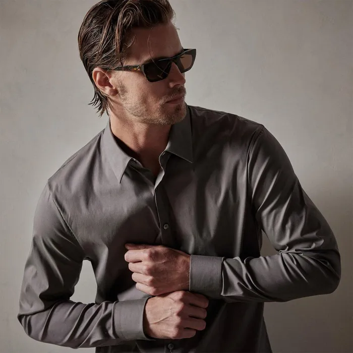 Men Shirting James Perse Matte Stretch Poplin Dress Shirt Dusk
