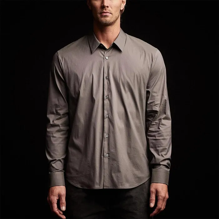 Men Shirting James Perse Matte Stretch Poplin Dress Shirt Dusk