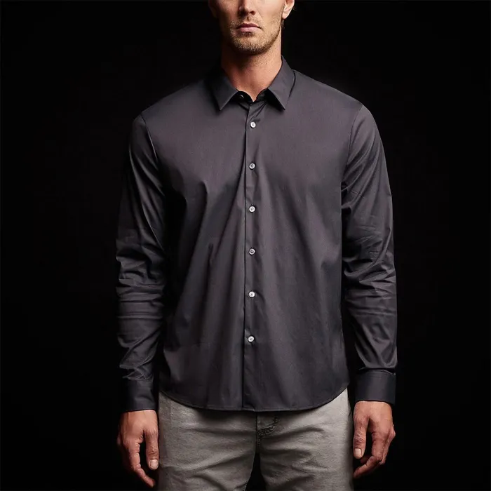 Men Shirting James Perse Matte Stretch Poplin Dress Shirt Navy