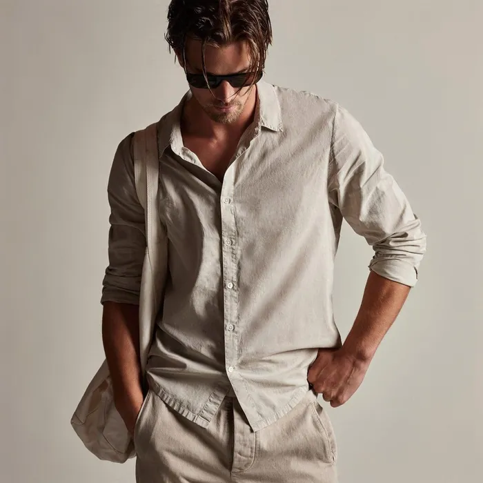 Men Shirting James Perse Standard Shirt Toast Pigment