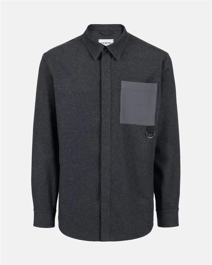 Men SHIRTS Iceberg Flannel Shirt With Technical Details Men SHIRTS Iceberg Flannel Shirt With Technical Details