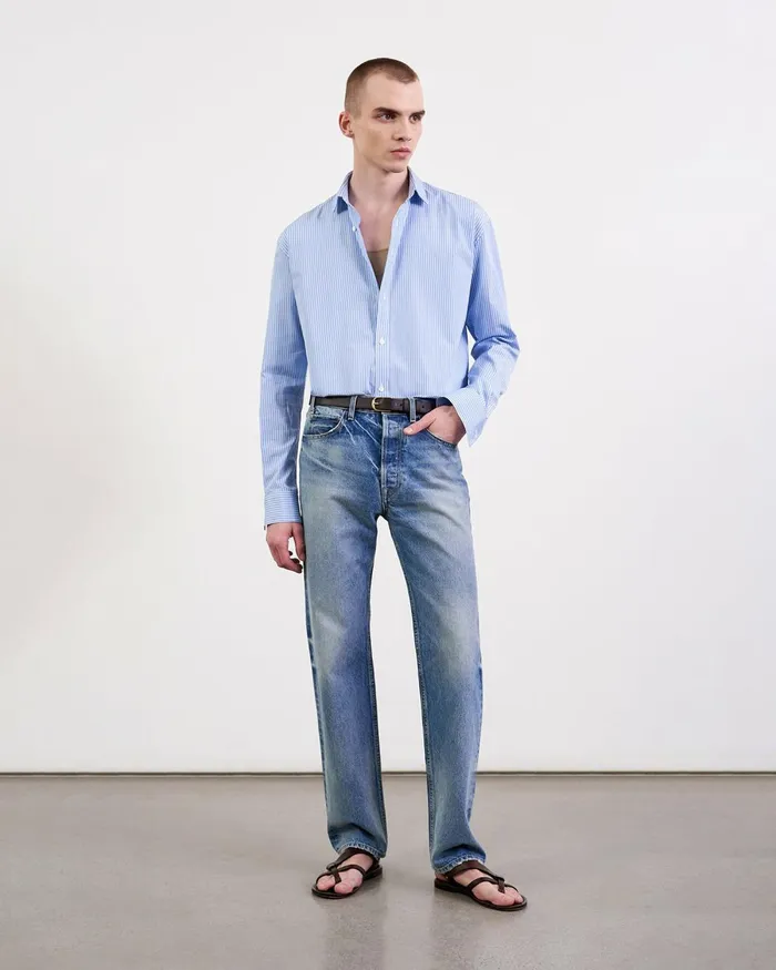 Men Shirts Nili Lotan CRISTOBAL SHIRT Bluewhite Stripe
