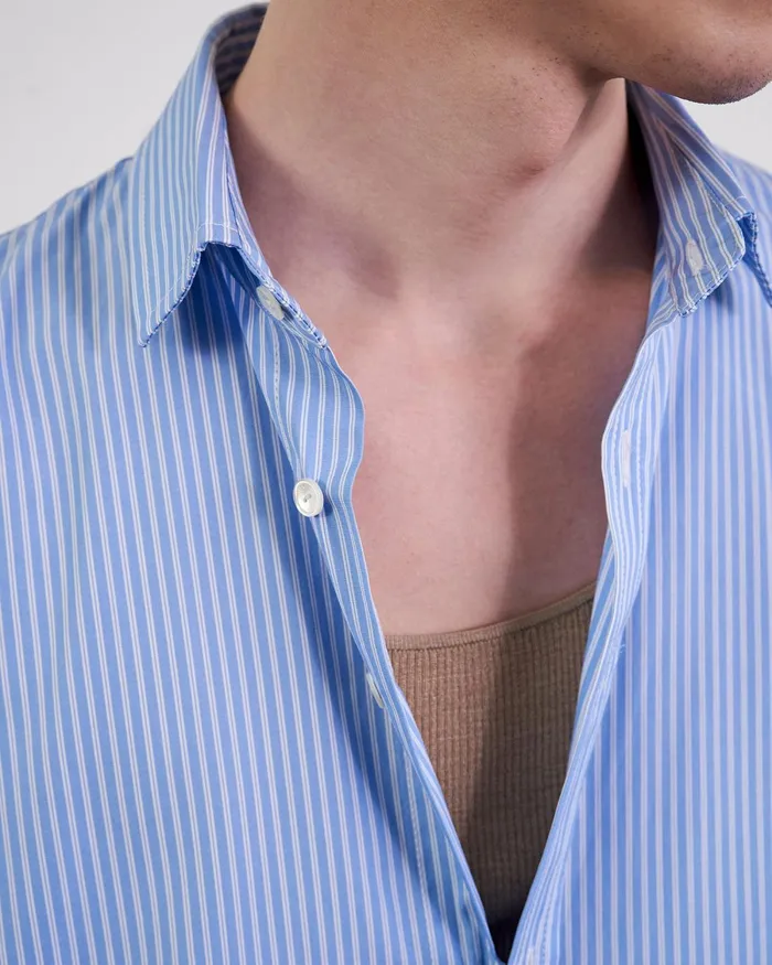 Men Shirts Nili Lotan CRISTOBAL SHIRT Bluewhite Stripe