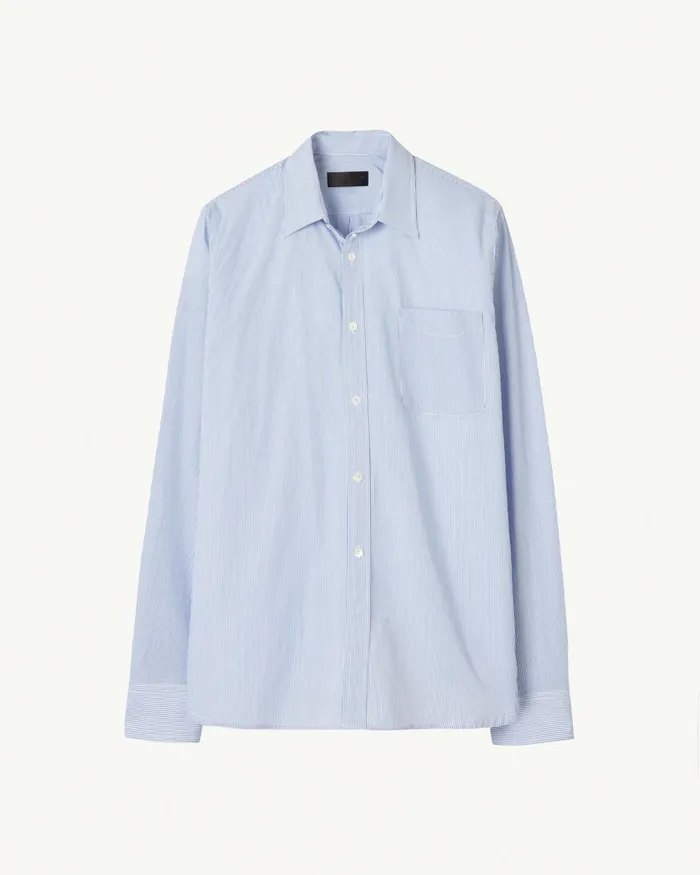 Men Shirts Nili Lotan FINN SHIRT Bluewhite Stripe