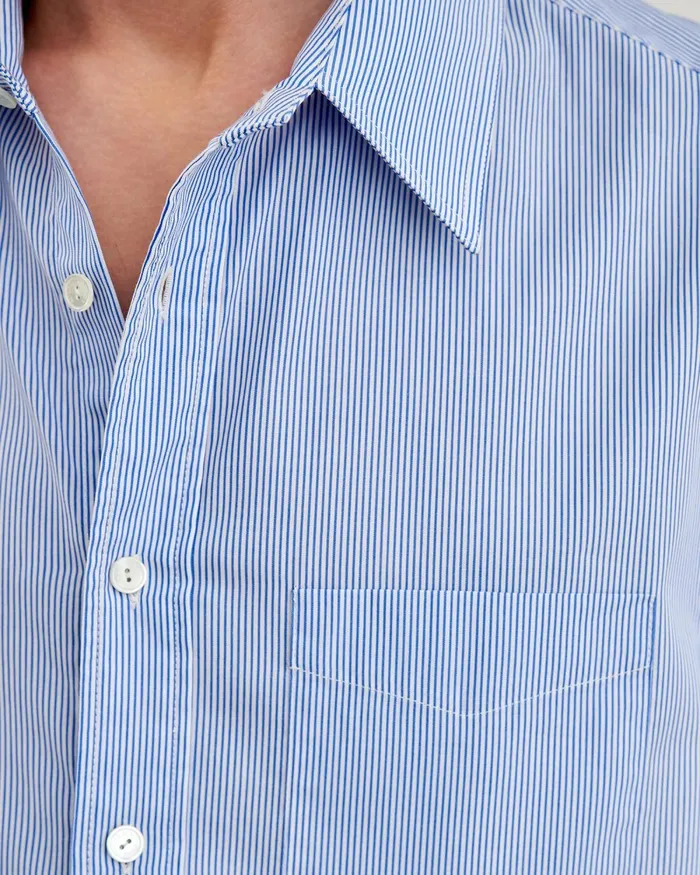 Men Shirts Nili Lotan FINN SHIRT Bluewhite Stripe