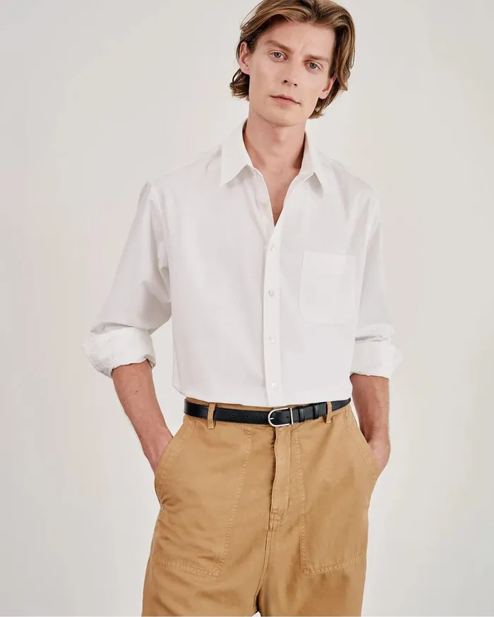 Men Shirts Nili Lotan FINN SHIRT Ivory