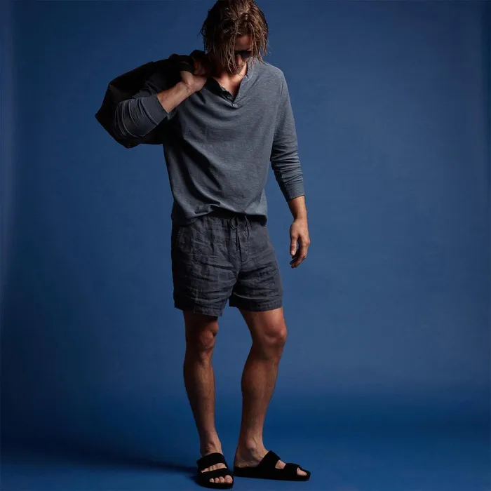 Men Shorts James Perse Lightweight Linen Short Blue Oil