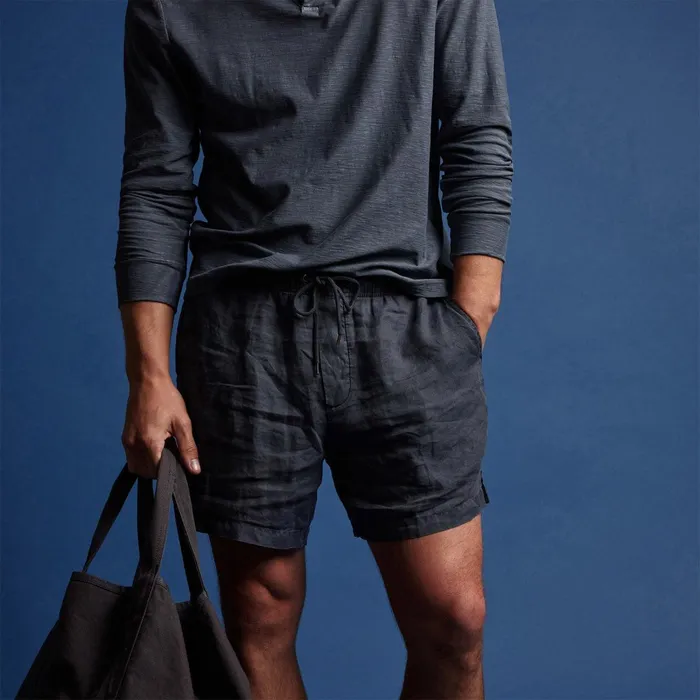 Men Shorts James Perse Lightweight Linen Short Blue Oil