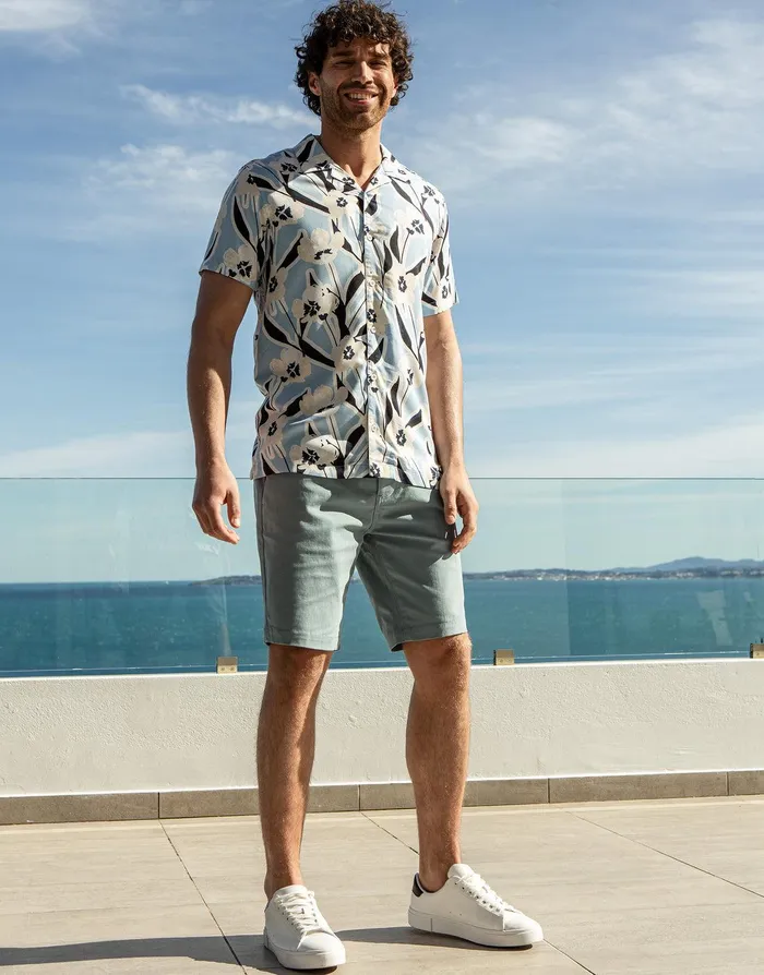 Men Sky Blue Floral Print Short Sleeve Shirt Sky Blue Threadbare Shirts Men Sky Blue Floral Print Short Sleeve Shirt Sky Blue Threadbare Shirts
