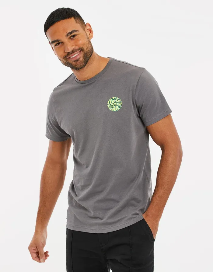 Men Slate Sports Print TShirt Slate Threadbare TShirts