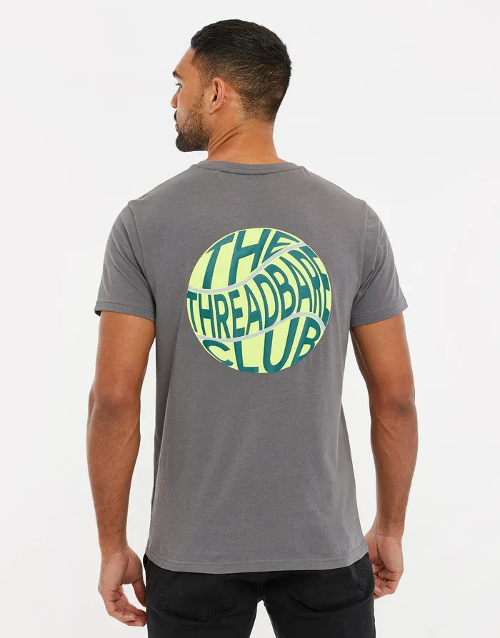 Men Slate Sports Print TShirt Slate Threadbare TShirts