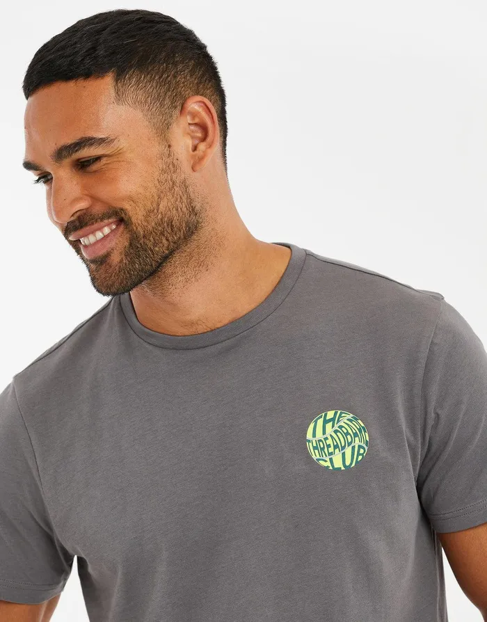 Men Slate Sports Print TShirt Slate Threadbare TShirts
