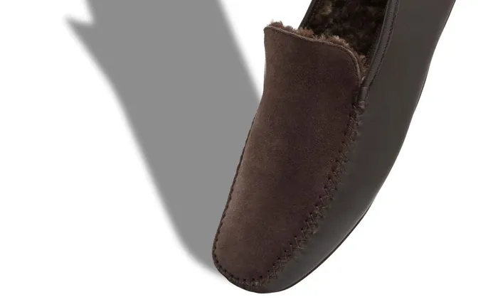 Men Slippers Manolo Blahnik MAYFAIR Brown Nappa Leather And Suede Driving Shoes Men Slippers Manolo Blahnik MAYFAIR Brown Nappa Leather And Suede Driving Shoes