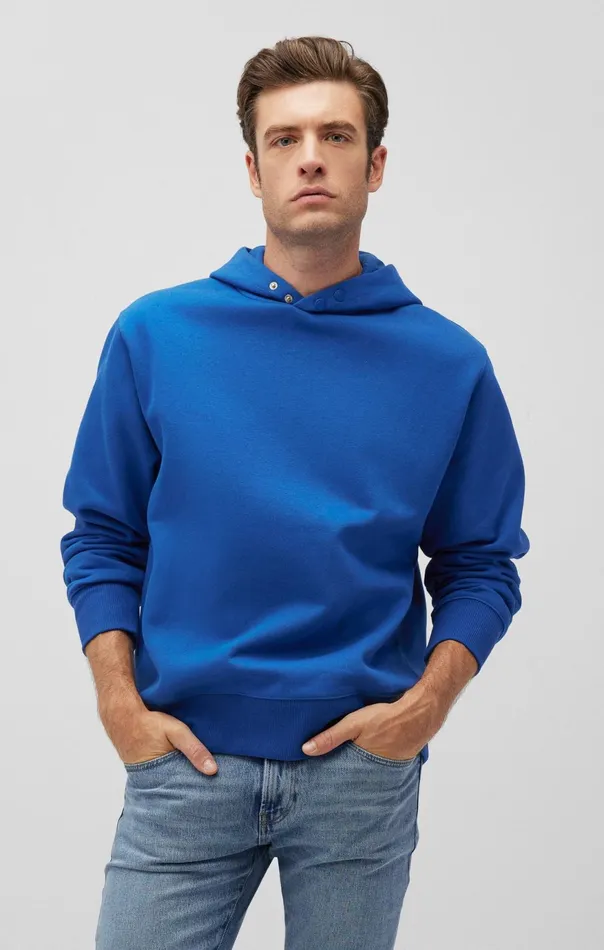 Men SnapButton Hoodie In True Blue Mavi Jeans Loungewear