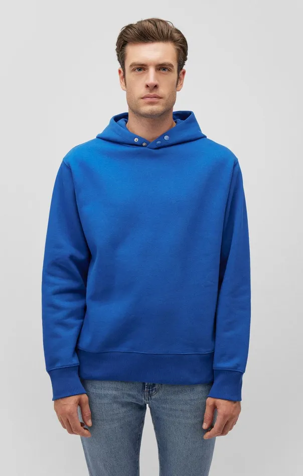Men SnapButton Hoodie In True Blue Mavi Jeans Loungewear