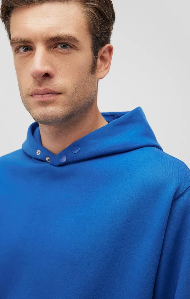 Men SnapButton Hoodie In True Blue Mavi Jeans Loungewear