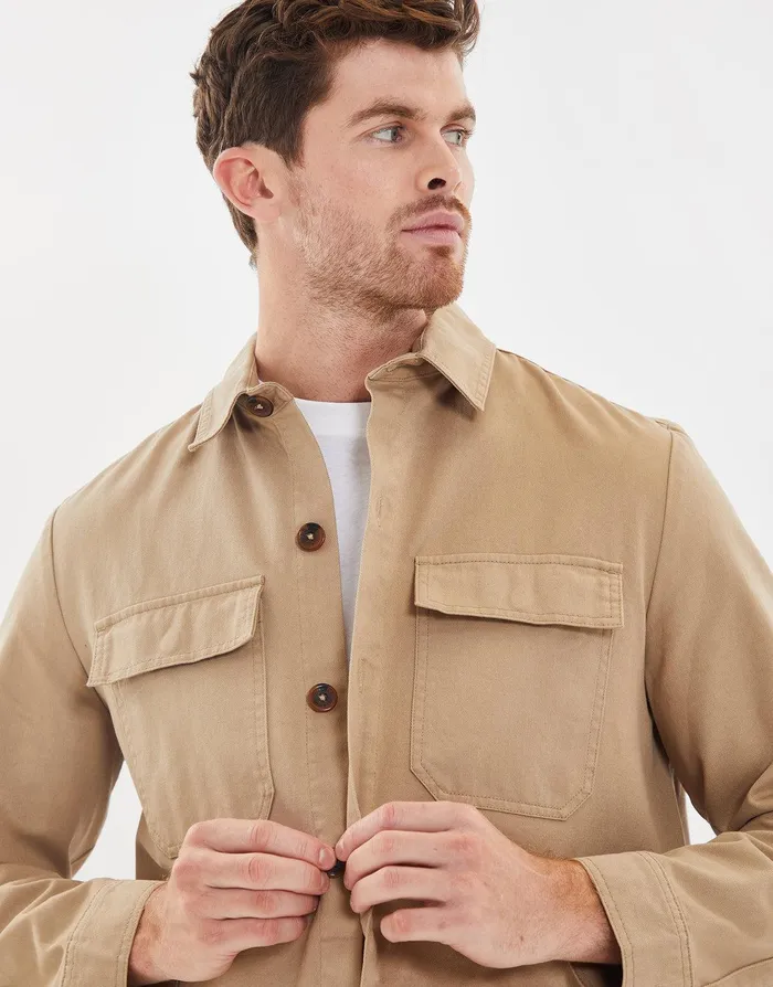 Men Stone Cotton Shacket Stone Threadbare Jacket and Coats Men Stone Cotton Shacket Stone Threadbare Jacket and Coats