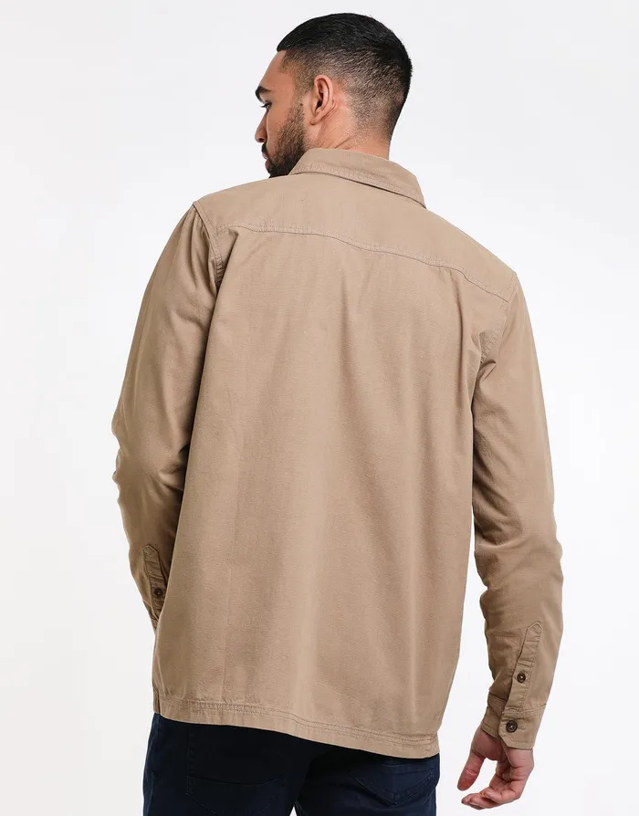 Men Stone Lightweight Shacket Stone Threadbare Jacket and Coats