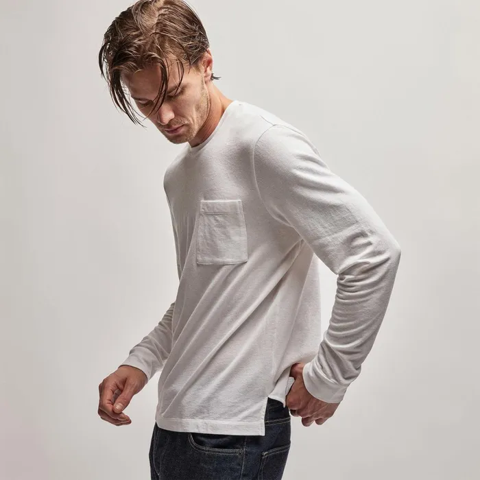 Men Sweat TopsBottoms James Perse French Terry Pocket Crew White