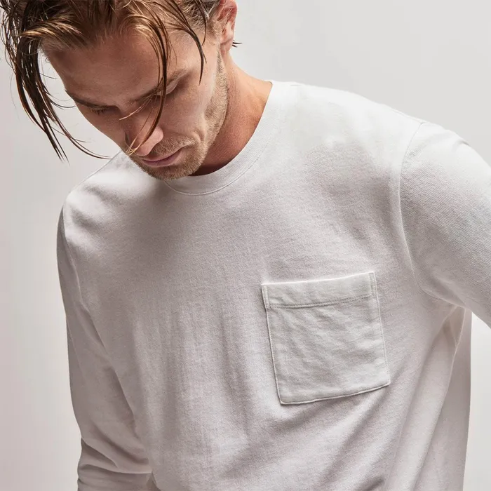 Men Sweat TopsBottoms James Perse French Terry Pocket Crew White