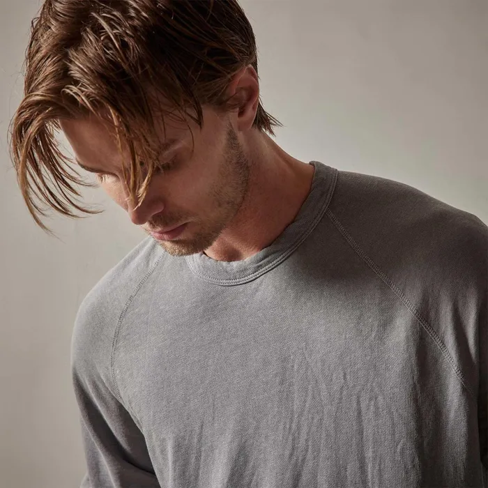 Men Sweat TopsBottoms James Perse Vintage French Terry Sweatshirt Silver Grey Pigment