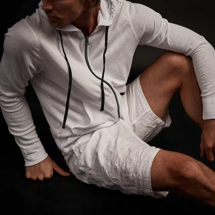 Men Sweat TopsBottoms James Perse Vintage French Terry Zip Up Hoodie White