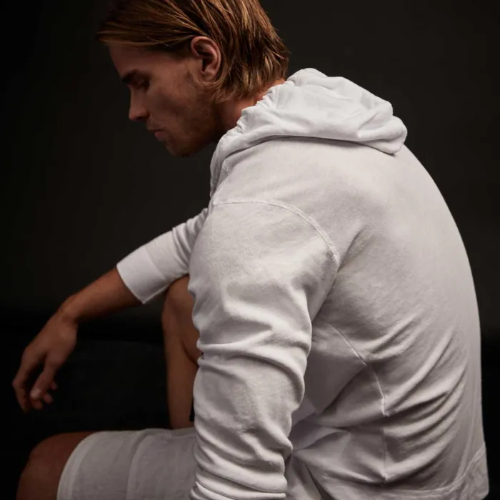 Men Sweat TopsBottoms James Perse Vintage French Terry Zip Up Hoodie White