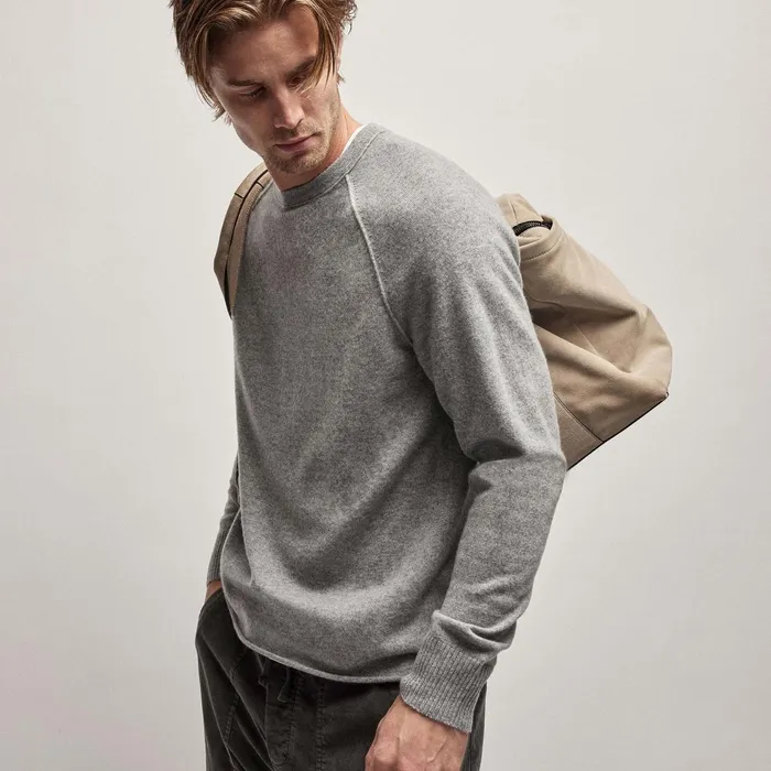 Men Sweaters James Perse Recycled Cashmere Raglan Heather Grey